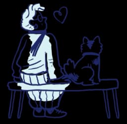 person sitting with dog